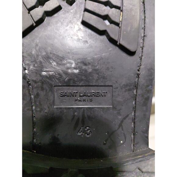 $1,000 Saint Laurent Black Leather Army Boots size US 10 /EU 43 Made in Italy main image 6